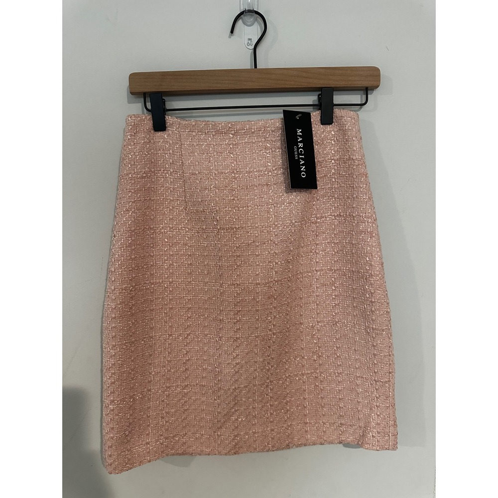 Marciano Guess Katherine Skirt Blush Pink Tweed Cotton Mini Pencil 2RGD079490Z 2